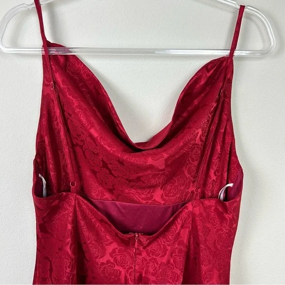 NWT Lulu's You're My Type Red satin jacquard midi slip dress size: XL - Picture 12 of 13